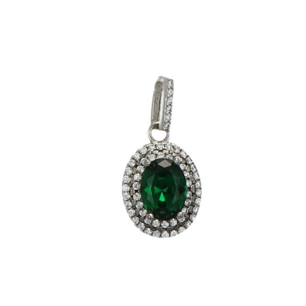 GDG Jewels ciondolo ovale in argento  con zirconi bianchi e verdi