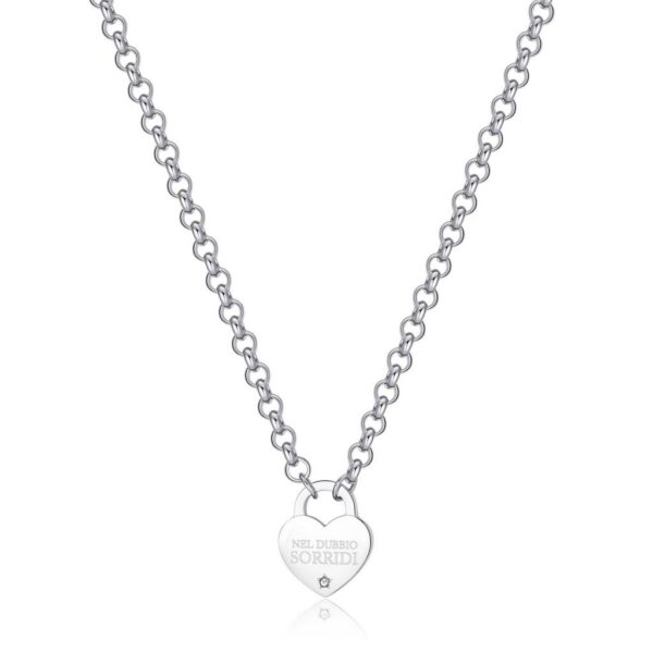 Sagapò Collana catena con cuore e cristallo bianco