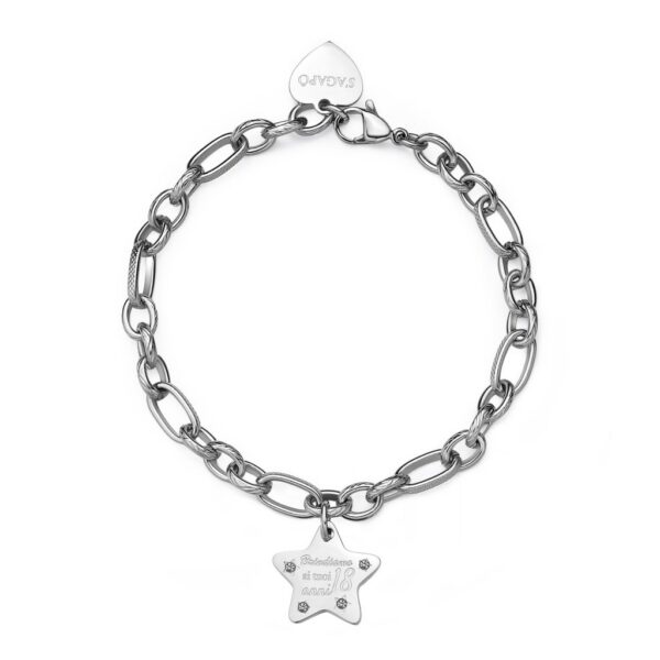 Sagapò Bracciale catenarolò a stella con zirconi bianchi