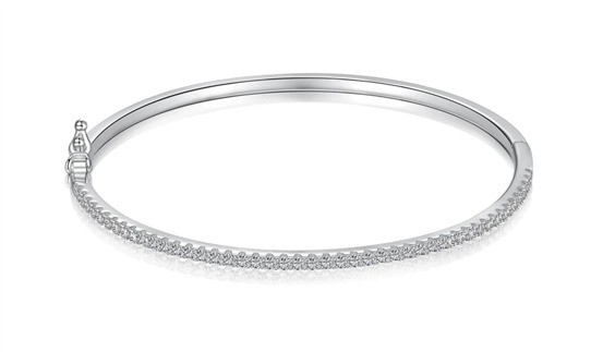 Bracciale tennis rigido in argento con zirconi bianchi - ALMIRA GIOIELLI