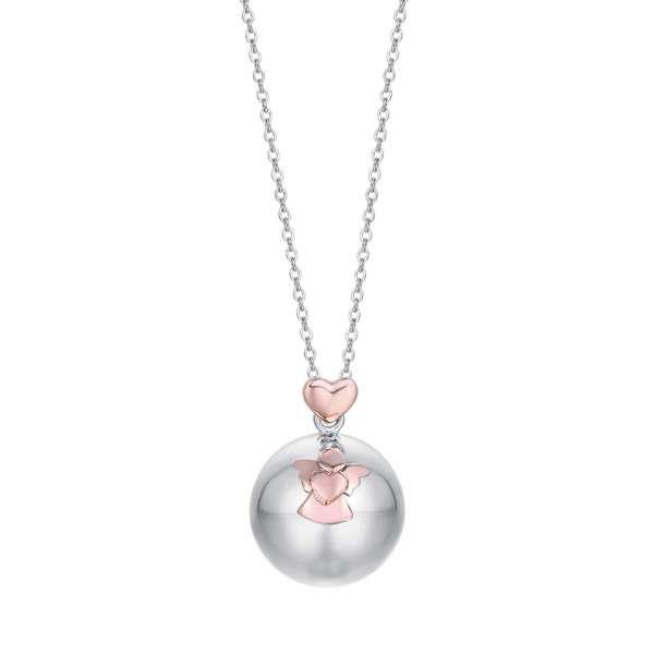 Luca Barra Collana catena chiama angeli con angelo e cuore rosé