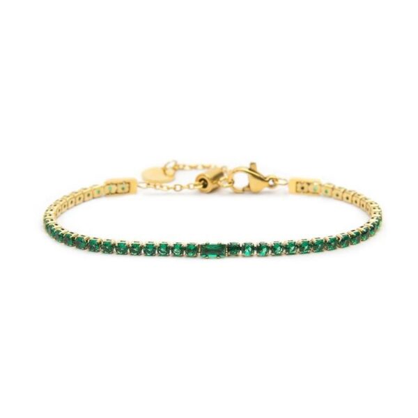 GDG Jewels bracciale tennis dorato con zirconi verdi
