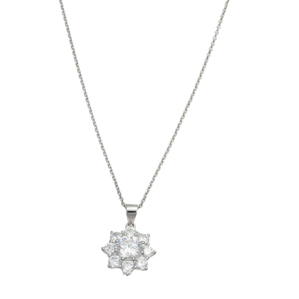 Osa Gioielli Collana a catena con ciondolo fiore in argento e zirconi bianchi