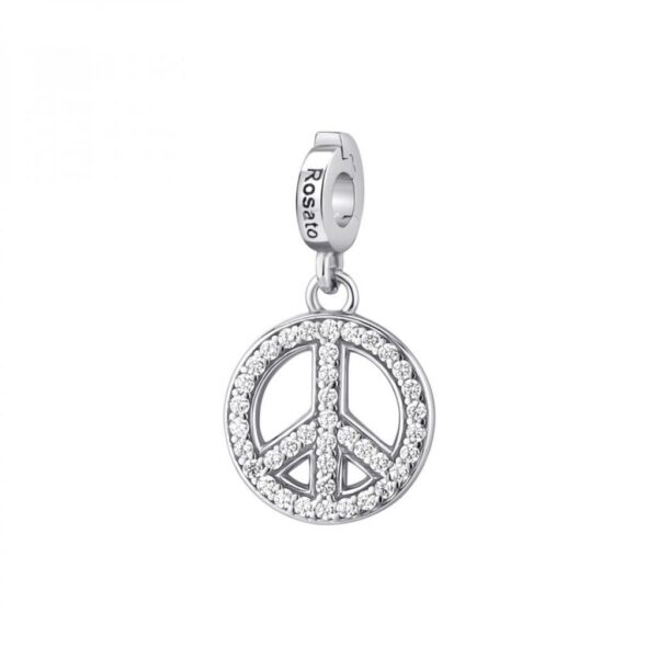 Rosato Charm storie simbolo della pace in argento con zirconi bianchi