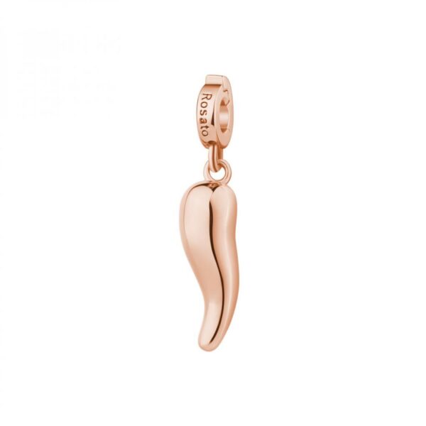 Rosato Ciondolo cornetto liscio in argento 925 e galvanica oro rosa