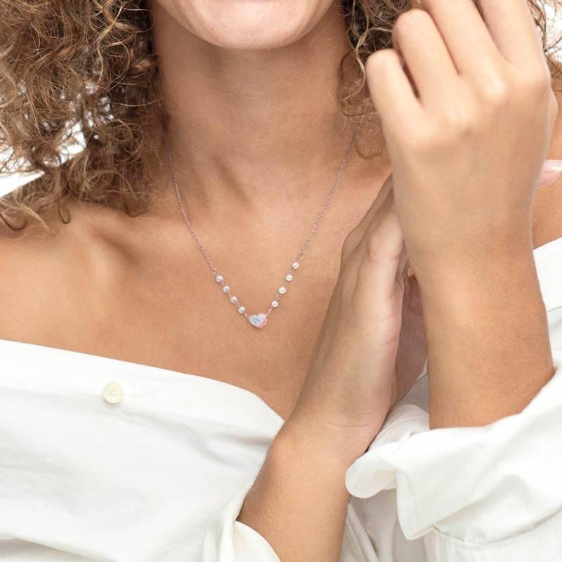 Marlù collana catena con cuore e perle bianche - Image 2