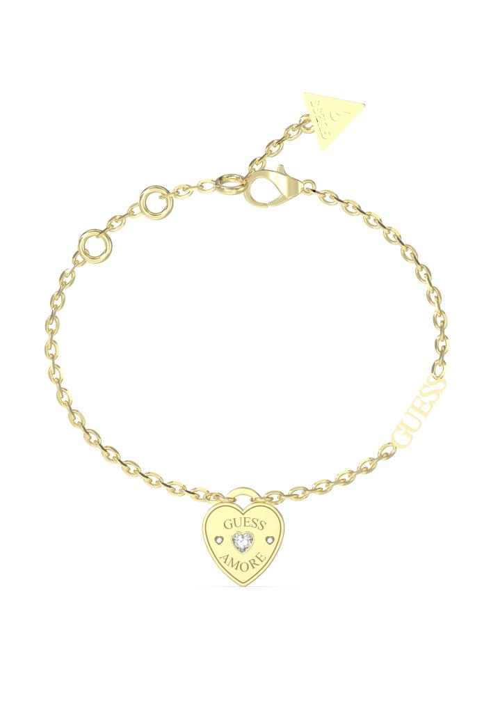 Guess Bracciale a catena con cuore dorato e zircone