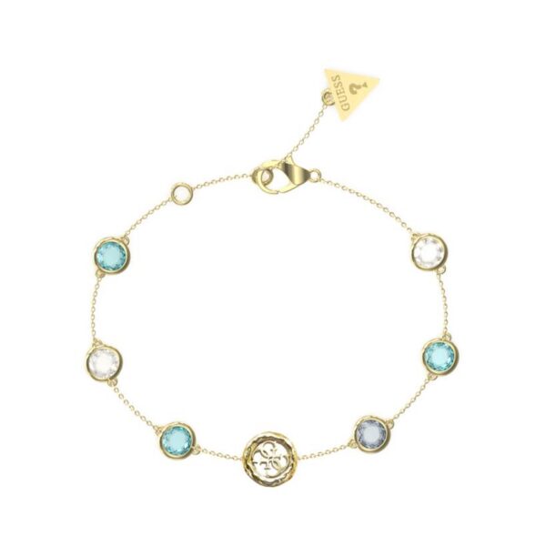 Guess Bracciale a catena con zirconi celesti e bianchi