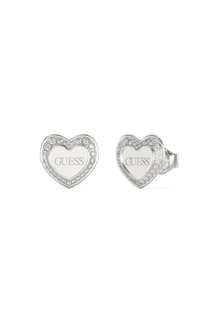 Guess Orecchini donna lobo cuore con zirconi bianchi