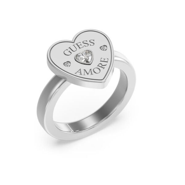 Guess Anello con cuore a zirconi bianchi