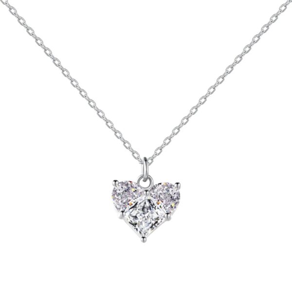 Collana in argento catena con zirconi fantasia cuore - ALMIRA GIOIELLI