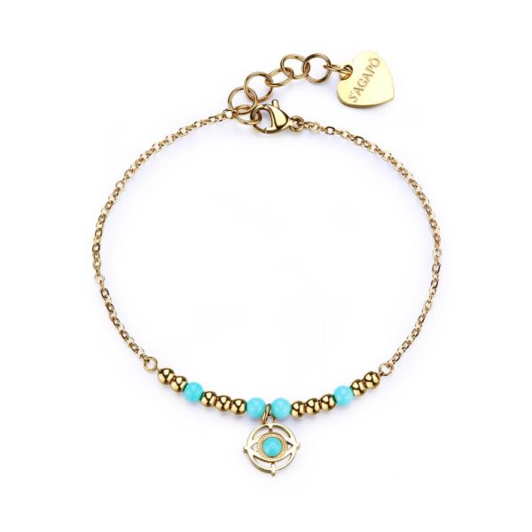 Sagapò Bracciale a catena con zirconi turchesi