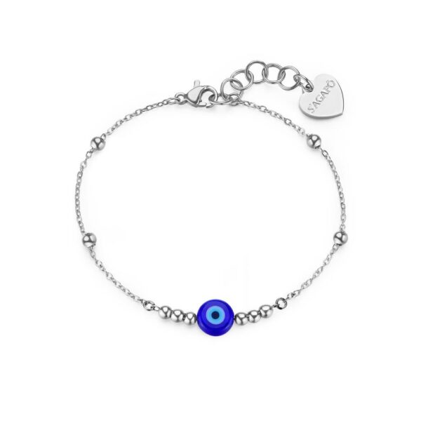 Sagapò Bracciale a catena con occhio di nazar e zirconi blu