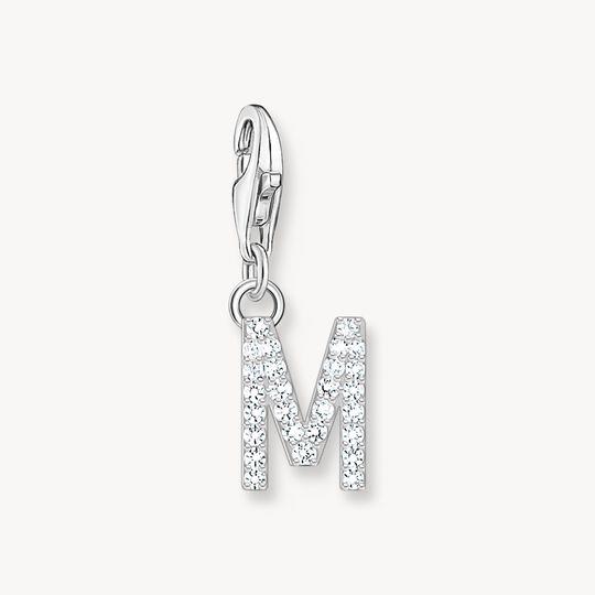 Haribo Ciondolo charm lettera m in argento con zirconi bianchi