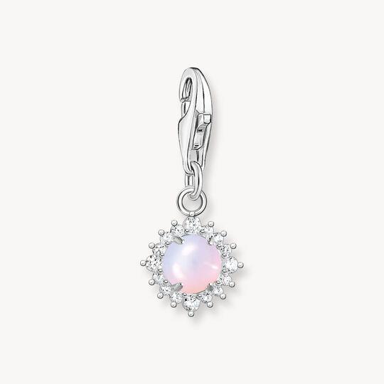 Haribo Ciondolo charm in argento con pietra centrale rosa e zirconi bianchi