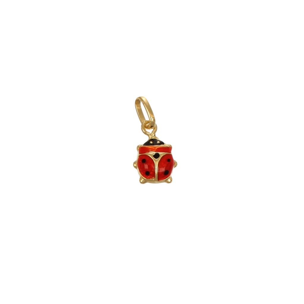 GDG Jewels ciondolo in oro giallo coccinella smaltata portafortuna