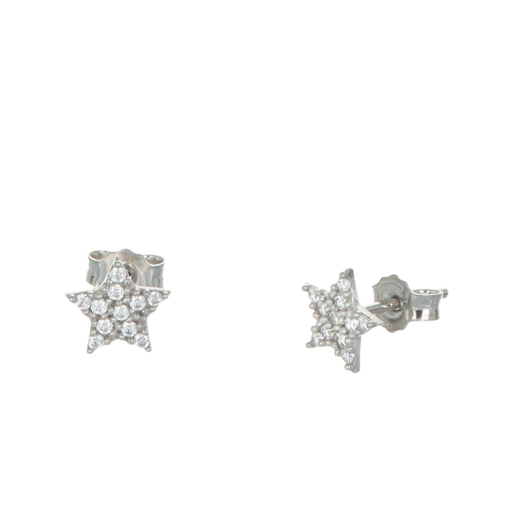 GDG Jewels orecchini a stella in oro bianco da 0,4 mm