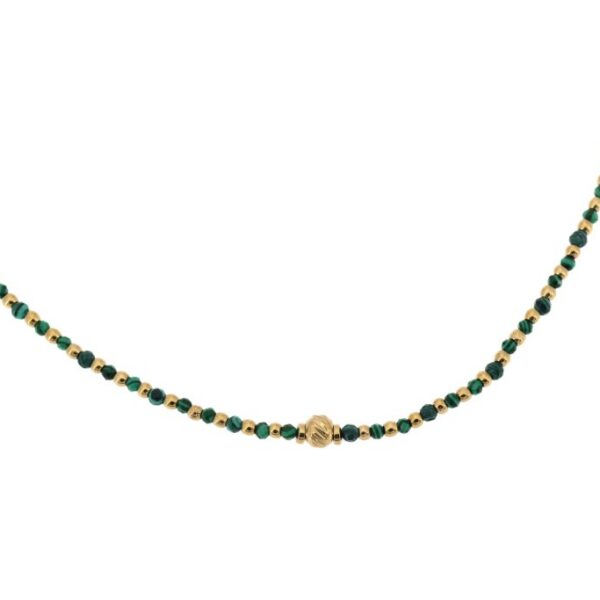 KLK collana girocollo a sfere con malachite naturale