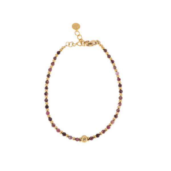 KLK bracciale a sfere con finitura galvanica in oro e ametiste naturali
