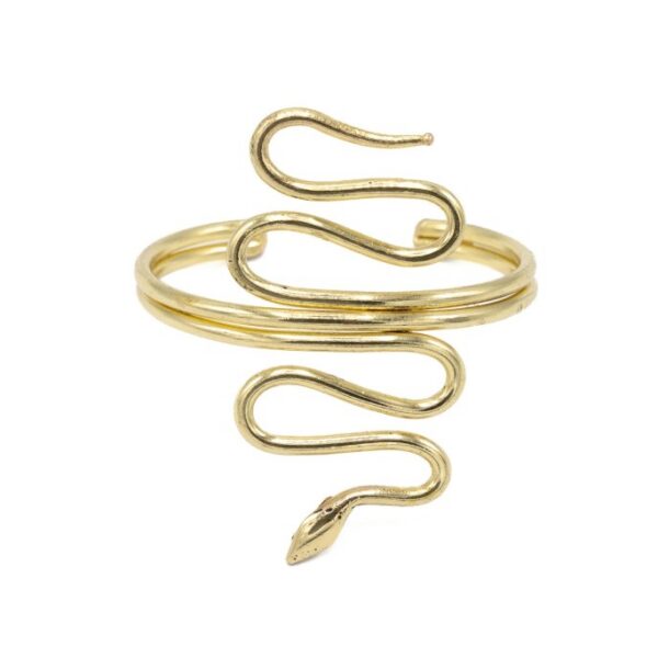 KLK bracciale rigido in ottone dorato con design a serpente