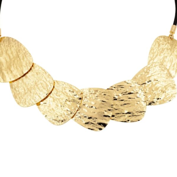 KLK collana triangoli a ventaglio in ottone con finitura galvanica in oro lucido