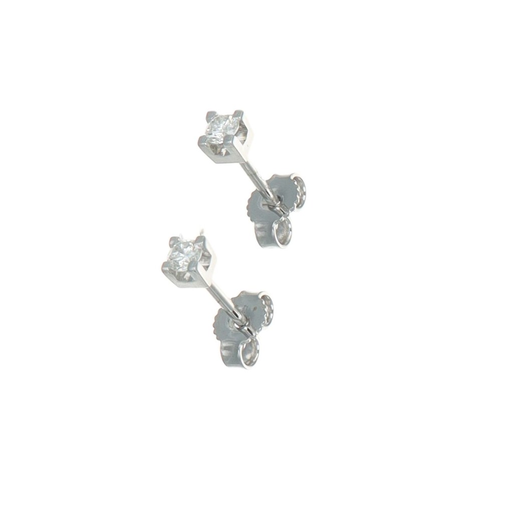 GDG Jewels orecchini punto luce in oro bianco con diamanti bianchi