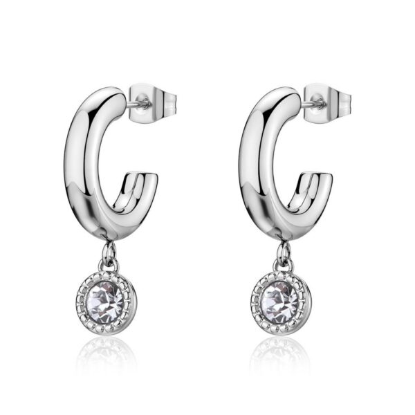 Sagapò Orecchini a cerchi con pietra bianca
