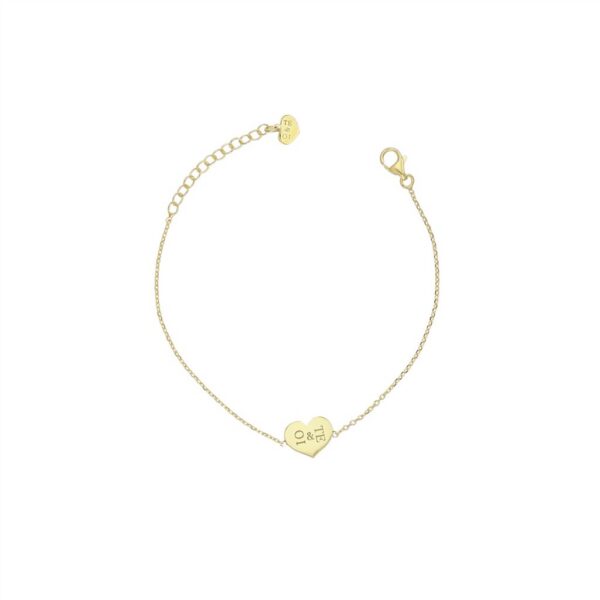Io & Te Bracciale a catena in argento 925 con cuore placcato oro 23kt