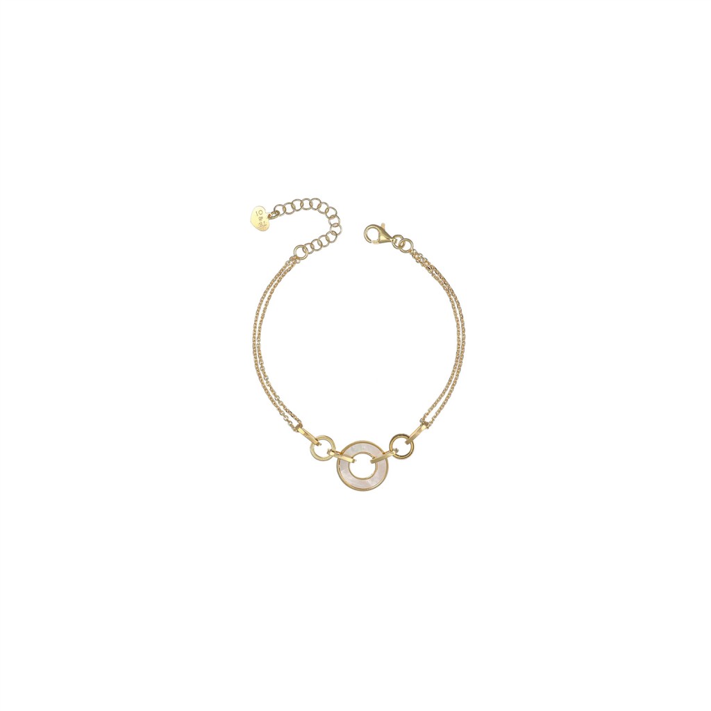 IO & TE Bracciale doppio filo in argento e madreperla