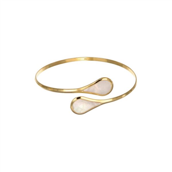 IO & TE Bracciale rigido in argento 925 con zirconi bianchi e madreperla