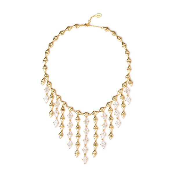 Sodini Collana girocollo in ottone con zirconi bianchi