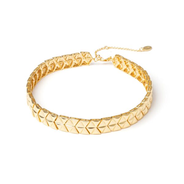 Sodini Collana choker in ottone a rombi color oro