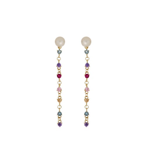 Cuori Milano Orecchini donna pendenti con zirconi colorati e perle