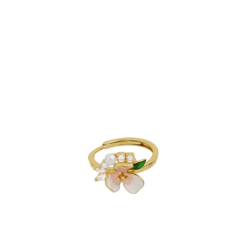 Cuori Milano Anello con fiori in argento e zirconi bianchi
