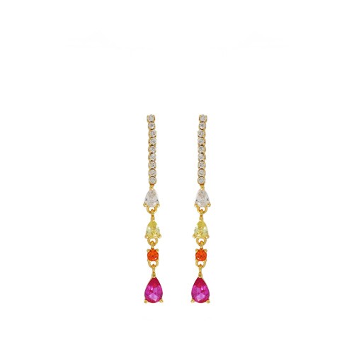 Cuori Milano Orecchini donna pendenti  con  pietre  rosso rubino e zirconi bianchi