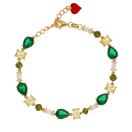 Cuori Milano Bracciale in argento con zirconi verde smeraldo e bianchi