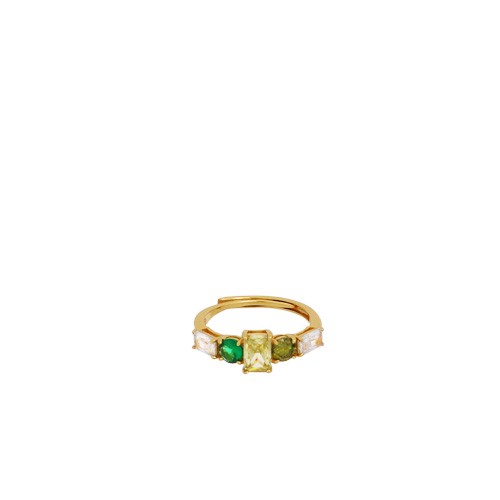 Cuori Milano Anello in argento con zirconi verde smeraldo e bianchi