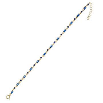 Laura P Jewels bracciale baguette in argento con zirconi blu
