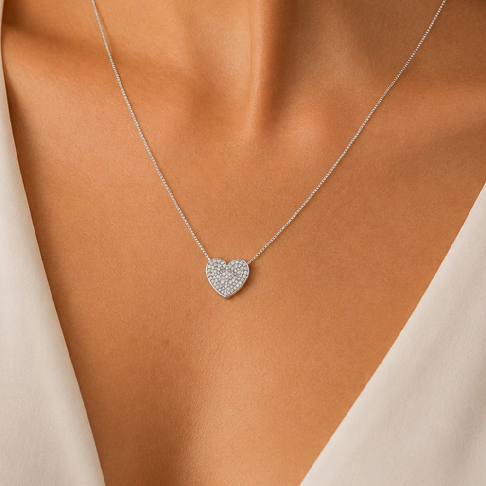 I Gioielli Del Sole Collana veneziana con cuore in oro bianco e diamanti - Image 3