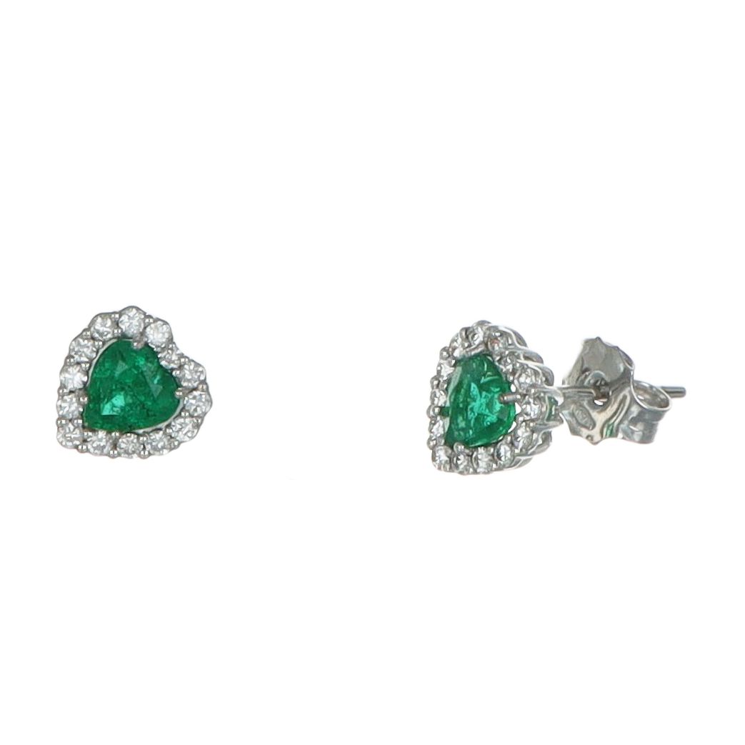 GDG Jewels orecchini in oro bianco con diamanti e smeraldi sfaccettati