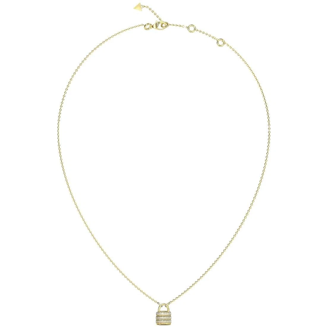 Guess collana con ciondolo lucchetto pave' di zirconi bianchi