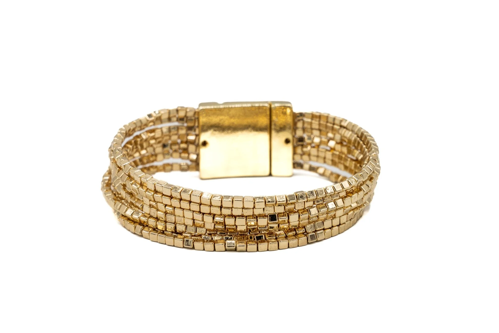 KLK bracciale in zama con finitura galvanica in oro con design a multi dadini
