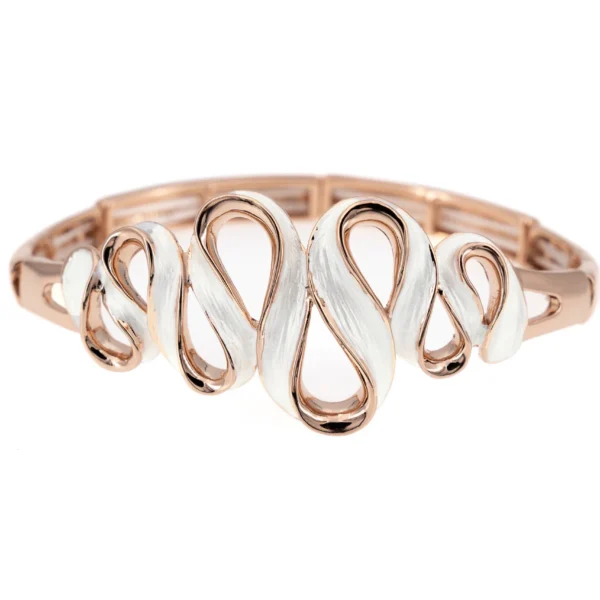 KLK bracciale semirigido in zama con elastico interno dipinto a mano bianco