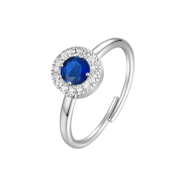 Luca Barra Anello regolabile con elemento a zirconi bianchi e blu
