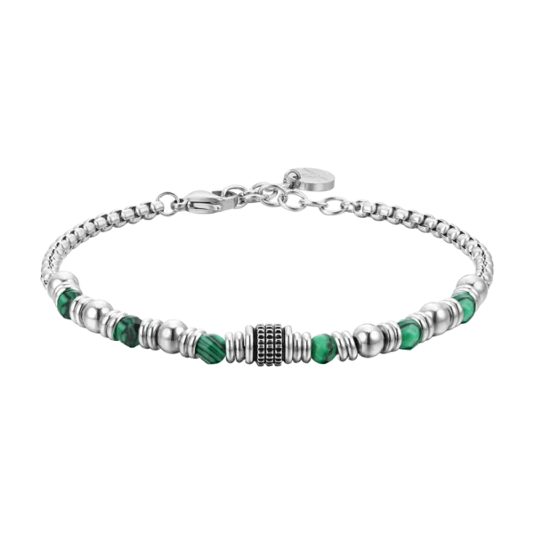 Luca Barra Bracciale semirigido con malachite verde