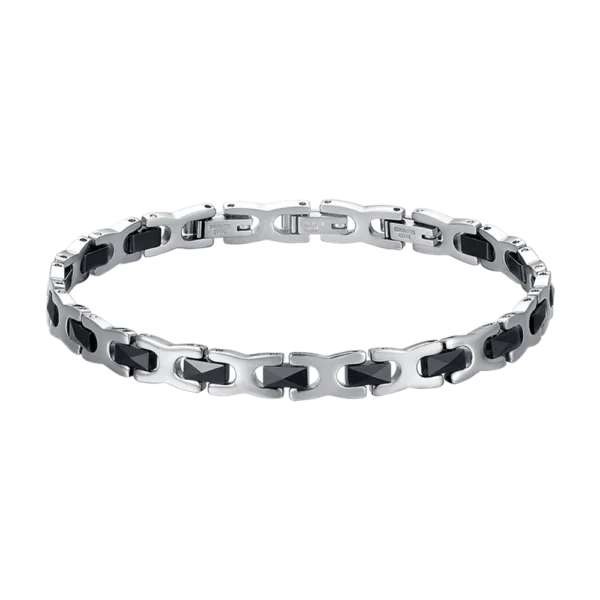 Luca Barra Bracciale semirigido con elementi a ceramica nera