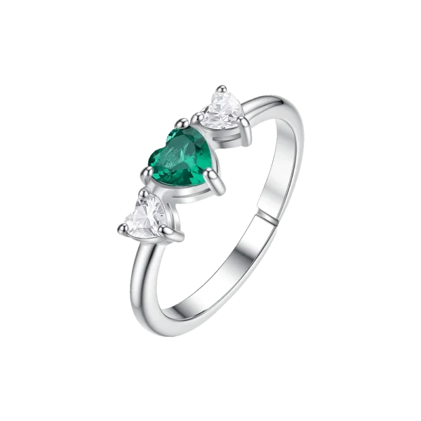 Luca Barra Anello regolabile con cuori a zirconi bianco/verde