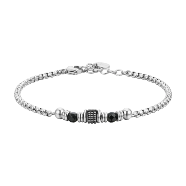 Luca Barra Bracciale catena con agata nera