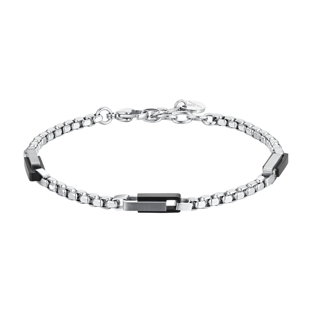 Luca Barra Bracciale catena con elementi ip black neri