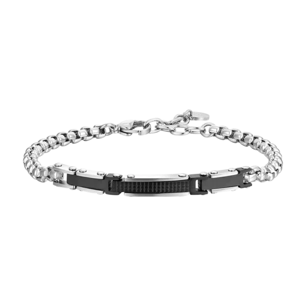 Luca Barra Bracciale catena con elementi ip black